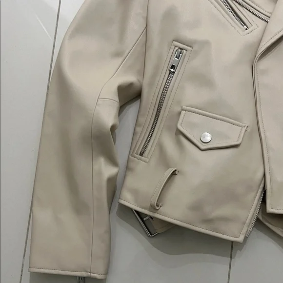Zara Men's Light Tan Biker Jacket